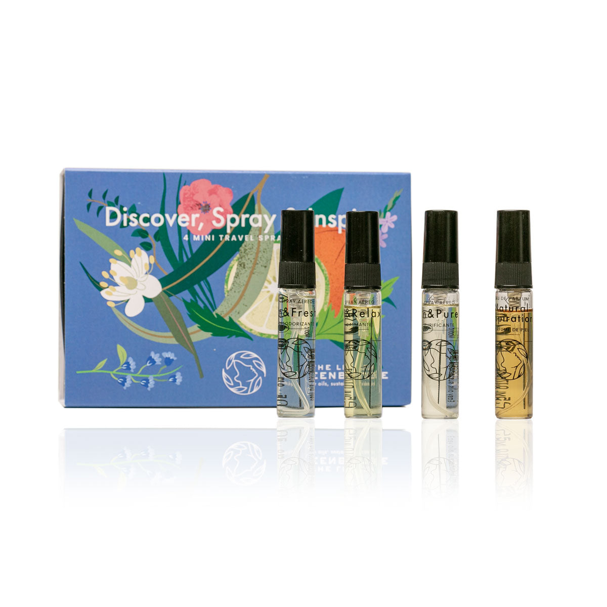Discover, Spray & Inspire - 4 mini vaporisateurs de voyage