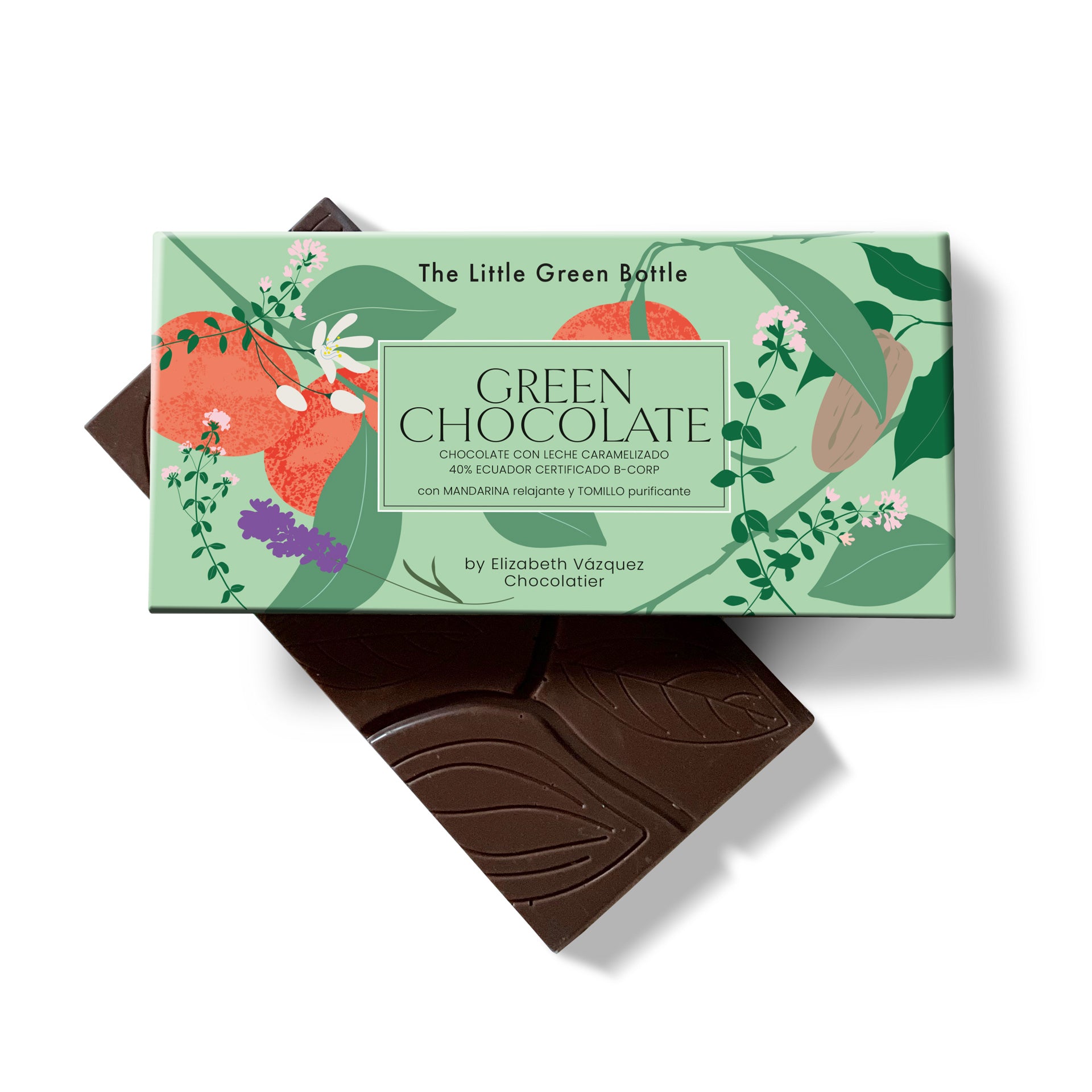 Tableta GREEN CHOCOLATE 75 grs - Mandarina relajante & Tomillo aromático