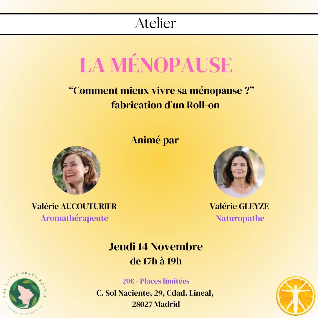 ATELIER LA MENOPAUSE - 14/11 de 17h à 19h - en français