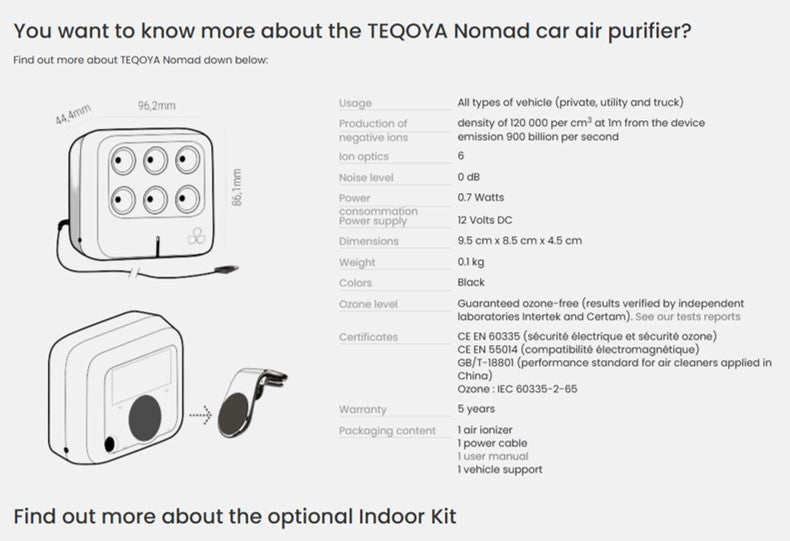 PURIFICADOR DE AIRE hasta 7m3 - TEQOYA Nomad